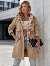 Trenchcoat Damen Khaki mit Kapuze – Khaki