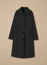 Johanna | Trenchcoat Damen Langer Eleganter Mantel mit Seitentaschen – Schwarz