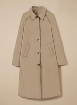 Johanna | Trenchcoat Damen Langer Eleganter Mantel mit Seitentaschen – Hellbeige