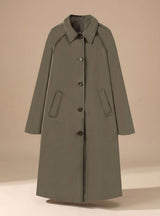 Johanna | Trenchcoat Damen Langer Eleganter Mantel mit Seitentaschen – Olivgrün