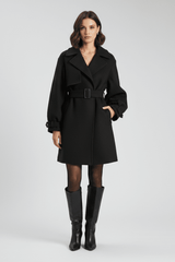 Trenchcoat Damen mit Taillengürtel – Schwarz