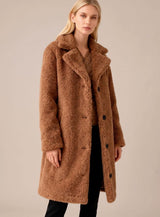 Clara | Trenchcoat Damen Oversized Langer Plüsch Mantel – Braun