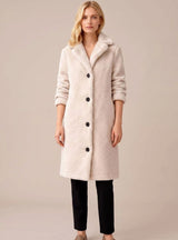 Clara | Trenchcoat Damen Oversized Langer Plüsch Mantel – Creme