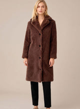 Clara | Trenchcoat Damen Oversized Langer Plüsch Mantel – Dunkelbraun