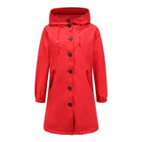 Emilia | Trenchcoat Damen Wasserabweisender Langer Mantel mit Kapuze – Rot