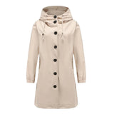 Emilia | Trenchcoat Damen Wasserabweisender Langer Mantel mit Kapuze – Beige