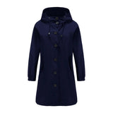 Emilia | Trenchcoat Damen Wasserabweisender Langer Mantel mit Kapuze – Marineblau
