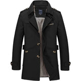 Trenchcoat Herren Klassisch mit Reverskragen – Schwarz