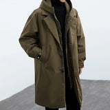 Trenchcoat Herren Lang Mit Kapuze – Armeegrün
