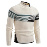 Heinrich | Herren Langarm-Pullover mit Geometrischem Muster – Beigestreifen