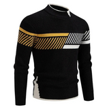 Heinrich | Herren Langarm-Pullover mit Geometrischem Muster – Schwarz