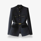 Tweed-Blazer tailliert geschnitten – Schwarz