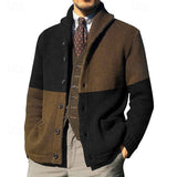 Ulfbert | Herren Strickjacke Colour-Block Cardigan – Schwarz