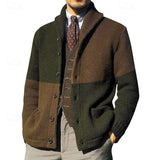 Ulfbert | Herren Strickjacke Colour-Block Cardigan – Militärgrün