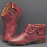 Ulfheira | Damen Stiefeletten Retro Leder-Optik Herbst – Rot