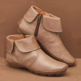 Ulfheira | Damen Stiefeletten Retro Leder-Optik Herbst – Beige