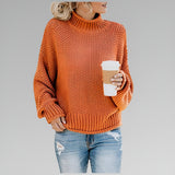 Ulfhild | Damen Oversize Strickpullover mit Stehkragen – Orange