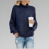 Ulfhild | Damen Oversize Strickpullover mit Stehkragen – Königsblau