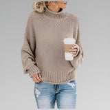 Ulfhild | Damen Oversize Strickpullover mit Stehkragen – Beige