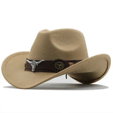 Western-Filzhut mit Stier-Schnallenband – Braun