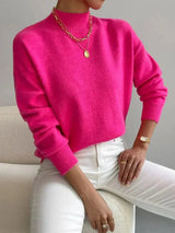 Valdborg | Damen Strickpullover mit Stehkragen – Rosa