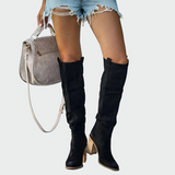 Valdena | Damen Kniehohe Stiefel Blockabsatz Braun – Schwarz