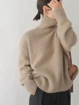 Valdmara | Damen Rollkragenpullover Oversize Strickpullover – Khaki