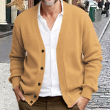 Valdric | Herren Strickjacke V-Ausschnitt Rot – Orange