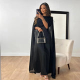 Valentina | Damen Cape Maxikleid Hochzeitsgast – Schwarz