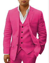 Valerian | Herren Dreiteiler Anzug mit Weste – Rosa-rot