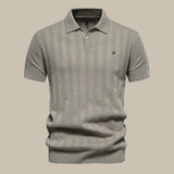 Rainer | Herren Strukturiert Knopf Polo Strickshirt – Khaki