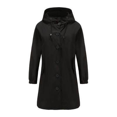 Stylische Wasserdichte Regenjacke mit Knopfleiste und Kapuze für Damen | Ideal für den Winter