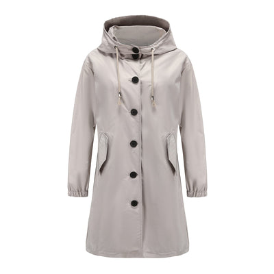 Stylische Wasserdichte Regenjacke mit Knopfleiste und Kapuze für Damen | Ideal für den Winter