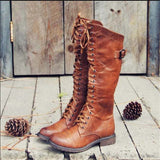 Veldine | Damen Kniehohe Schnürstiefel Braun – Braun