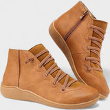 Vendrike | Damen Stiefeletten mit Schnürung & Reißverschluss – Braun