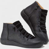 Vendrike | Damen Stiefeletten mit Schnürung & Reißverschluss – Schwarz