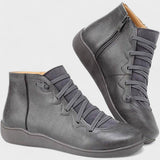 Vendrike | Damen Stiefeletten mit Schnürung & Reißverschluss – Grau