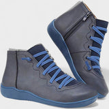 Vendrike | Damen Stiefeletten mit Schnürung & Reißverschluss – Blau