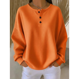 Verena | Damen Pullover mit Knöpfen am Ausschnitt – Orange