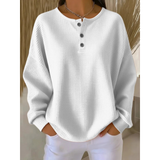 Verena | Damen Pullover mit Knöpfen am Ausschnitt – Weiß