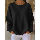 Verena | Damen Pullover mit Knöpfen am Ausschnitt – Schwarz