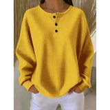 Verena | Damen Pullover mit Knöpfen am Ausschnitt – Gelb