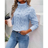 Verena | Damen Strickpullover mit Rollkragen – Blau