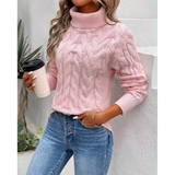 Verena | Damen Strickpullover mit Rollkragen – Rosa