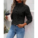 Verena | Damen Strickpullover mit Rollkragen – Schwarz