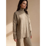 Veronika | Damen Rollkragenpullover mit Oversize Schnitt, Langarm und Weitem Körper – Beige
