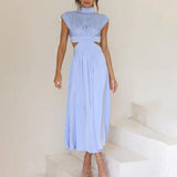 Daniela | Damen Müheloser Stil für Jeden Anlass Kleid – Blau