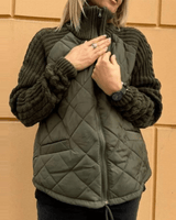 Elena | Damen Cardigan mit langen Ärmeln und Taschen – Olivgrün