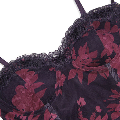 Daphne - Maxikleid mit Vintage-Blumenmuster, Mesh-Panels und geschnürtem Rückenteil