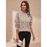Violetta | Damen Strickpullover mit Punkten und Komfort – Khaki